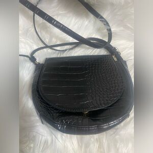 A New Day Black Crossbody Bag with Croc-Embossed Texture